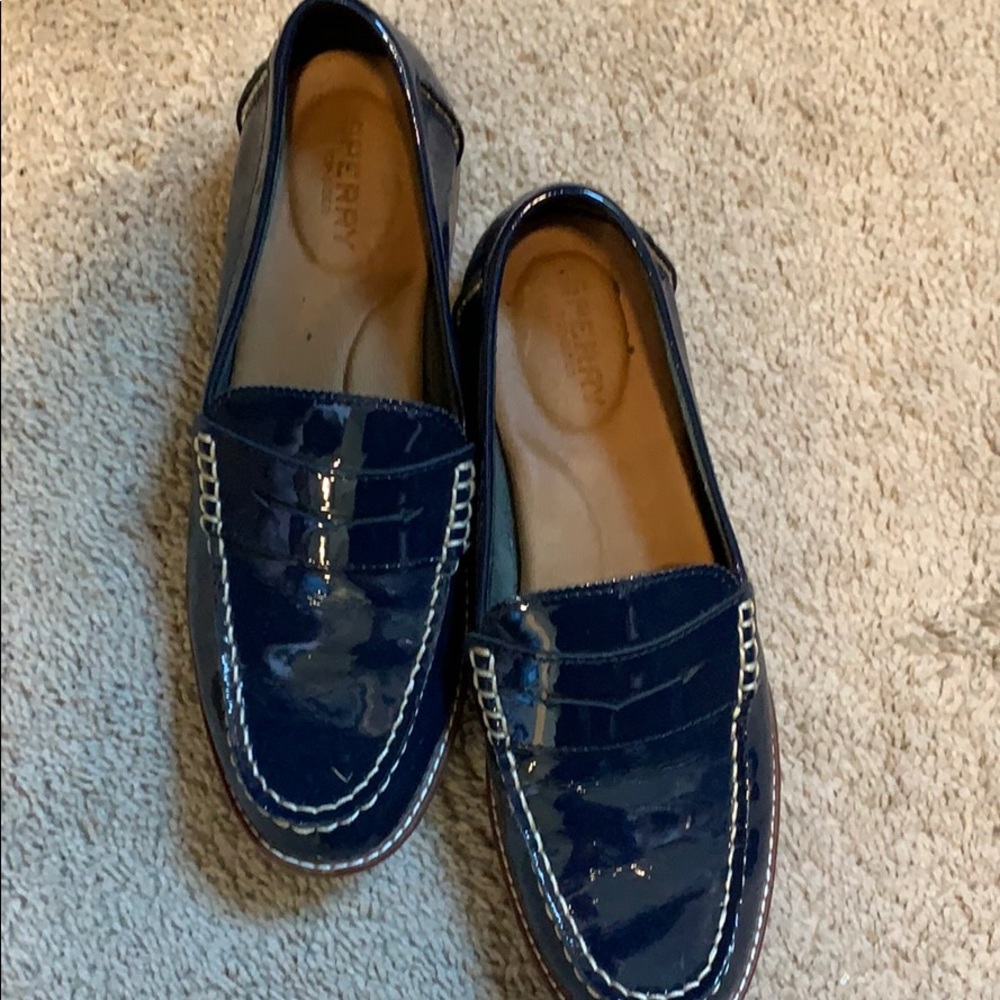 Sorry Navy blue patent size 9 loafers